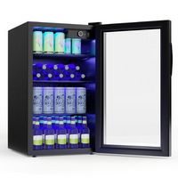 Costway - 120 Can Beverage Refrigerator Beer Wine Soda Drink Cooler Mini Fridge - Black