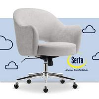 Serta - Mia Retro-Modern Soft Velvet Upholstery Ergonomic Home Office Chair - Light Gray