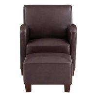 OSP Home Furnishings - Aiden Chair & Ottoman Faux Leather - Cocoa