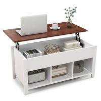 Costway Lift Top Coffee Table w/ Hidden Compartment and Storage Shelves Modern Furniture - White