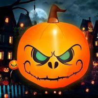 Costway - 4 FT Halloween Inflatable Pumpkin Large Blow up with Build-in LED Light - Orange