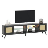 80 Inch Rattan Mid Century TV Stand with Storage