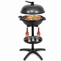 Costway - Outdoor Electric BBQ Grill 1350W Non-stick 4 Temperature Setting Black - Black