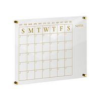 Martha Stewart - Grayson Premium Acrylic Monthly Wall Calendar with Notes Section - Clear/Gold