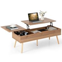 Costway 47'' Lift Top Coffee Table Central Table with Hidden Compartments for Living Room - Brown