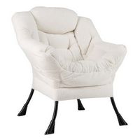 Costway - Stylish Large Lazy Chair with Cozy Head Pillow and Seat Armrests - Beige