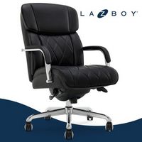 La-Z-Boy - Symphony Executive Mid-Back Bonded Leather Office Chair - Black and Chrome