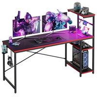 Bestier Gaming Desk 61'' H-shape Computer Office table - Carbon Fiber Black