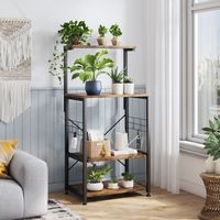 Bestier - Kitchen Baker's Rack with Storage Shelves and USB Outlets - Rustic Brown