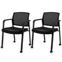 Costway - Conference Mesh Stackable Office Guest Chair  (Set of 2) - Black