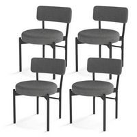 Costway Dining Chair Set of 4 with Curved Backrest Padded Seat & Metal Legs for Dining Room - Gray