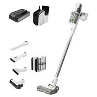 Greenworks - 24 Volt Stick Vacuum with 4ah Battery, Attachments, &amp; Charger - White