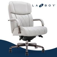 La-Z-Boy - Symphony Executive Mid-Back Bonded Leather Office Chair - Light Gray and Graphite