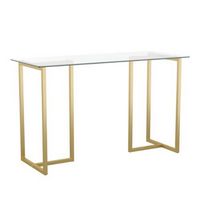 Martha Stewart - Eli Tempered Glass Top Office Desk - Clear Top/Polished Brass Frame