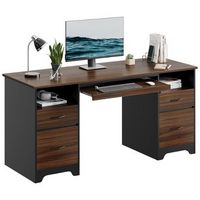 Bestier - 59-Inch Computer Gaming Desk with Four Drawers Executive Office Desk with File Drawer -...