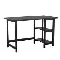 Martha Stewart - Beckett Modern Trestle Desk with Open Side Shelving in - Black Wood Grain