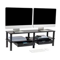 Mind Reader - Dual Monitor Stand, Storage Shelf, Desktop Organizer, Riser, Office, 38.5"L x 11"W ...