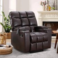 Bestier - Massage Recliner Chairs with Heat and Vibration, Faux Leather Single Manual Reclining C...