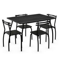 Costway 5 Piece Dining Set Table 30.0" And 4 Chairs Home Kitchen Room Breakfast Furniture - Black