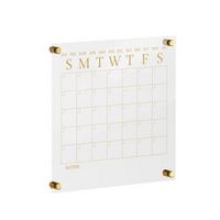 Martha Stewart - Grayson Premium Clear Acrylic Wall Calendar with Gold Printing and Dry Erase Mar...