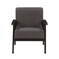 CorLiving - Greyson Wood Armchair - Charcoal Brown