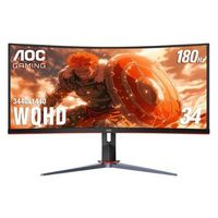 AOC - CU34G2XP 34" VA Curved Gaming Monitor, WQHD (3440x1440), 180Hz, 1ms, Freesync, HDR 400 - Bl...