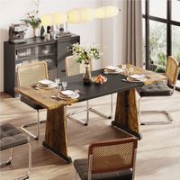 Bestier 70" Wooden Dining Table & Metal Kitchen Table Computer Gaming Desk for Home Office - Brown