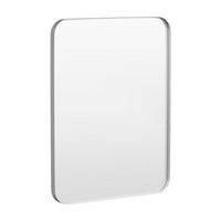 LOVMOR - 28 in. W x 36 in. H Tempered Glass Rounded Rectangle Framed Wall-Mounted Bathroom Vanity...