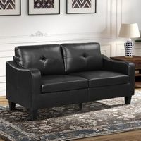 Bestier - 72 inch 3 Seater Faux Leather Sofa - Modern Loveseat With Wooden Frame &amp; Sturdy Legs fo...