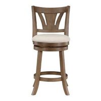 OSP Home Furnishings - Miller Swivel Counter Stool - Linen/Medium Oak