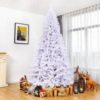 Costway - 9Ft Hinged Artificial Christmas Tree Pine Tree 2132 Tips Metal - White