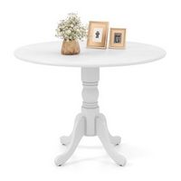 Costway 4-Person Dining Table Wooden Kitchen Table with Solid Rubber Wood Frame for Kitchen - White