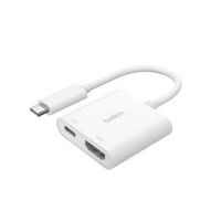 Belkin - USB C to HDMI Adapter + USBC Charging Port,  4K UHD Video, 60W Passthrough Power - White