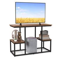 Costway - Rustic TV Console Table for 50" TVs Industrial Sofa Table with Open Storage Shelves - R...