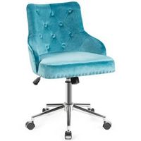 Costway - Velvet Swivel Office Chair with Nailed Trim - Turquoise