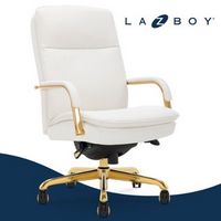 La-Z-Boy - Opus Executive Mid-Back Bonded Leather Office Chair - White and Gold