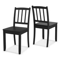 Costway Wood Dining Chair Set of 2 with Rubber Wood Legs Curved Backrest for Kitchen - Black