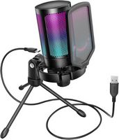 FIFINE A6V USB Condenser Microphone with RGB Lighting - Plug &amp; Play USB-C, Touch Mute for PC, PS5...