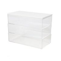 Martha Stewart - Brody Premium Clear Plastic Storage Bins MDF Lid - 7.5"x3" - Clear/White