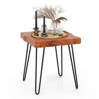 Costway 1 PC Square End Table Accent Side Table Reclaimed Indonesia Teak Wood Plant Stand Patio R...