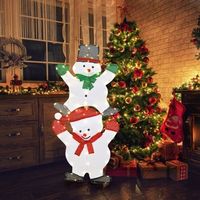 Costway - Christmas Yard Sign 54" Snowman Decorations W/ Stakes & String Lights - Multicolor