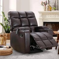 Bestier - Faux Leather Manual Massage Recliner with Vibration, Arm Storage and Two Cup Holders - ...