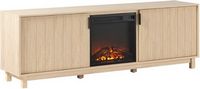 Reema 70" Modern Reeded TV Stand with Freestanding Electric Fireplace