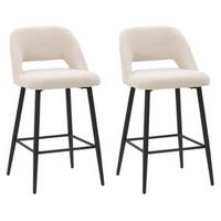 CorLiving - Talia Velvet Counter Height Barstool (Set of 2) - Cream