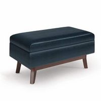 Simpli Home - Owen Small Rectangular Storage Ottoman - Distressed Dark Blue