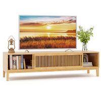 TV Stand for TVs up to 65 Inches with Sliding Slatted Doors 5 Cable Holes