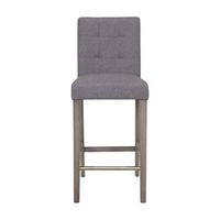 CorLiving - Leila Fabric Square Tufted Bar Height Barstool - Silver Grey