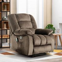 Bestier Massage Recliner Chair with Heat and Vibration - Manual Overstuffed Recliners Soft - Brown