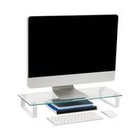 Mind Reader - Monitor Stand, Contemporary, Desktop Organizer, Laptop Riser, Office, Glass, 22"L x...