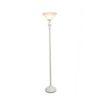 Elegant Designs - 1 Light Torchiere Floor Lamp with Glass Shade - Marbleized White